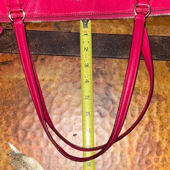 Coach Hot Pink Pebbled Leather Tote With Gold-Tone Hardware Accents Authentic - Picture 15 of 16